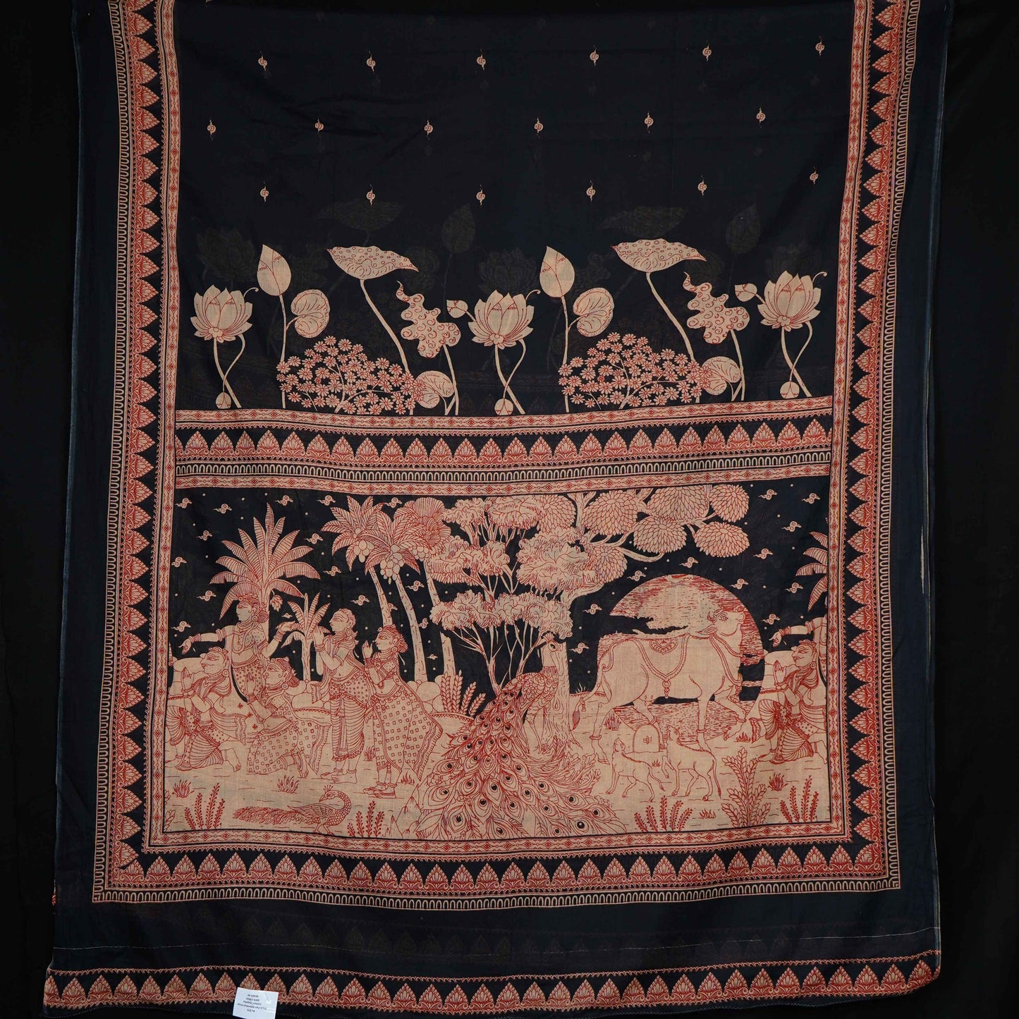 Black Pen kalamkari Print Cotton Dupatta MFR-29931