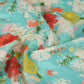 Sky Blue with Multicolor Floral Print Viscose Turkey Linen Fabric PDM-29902