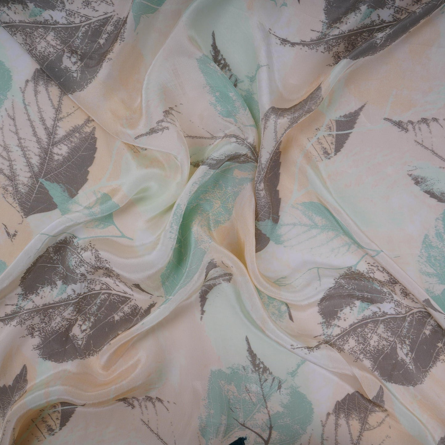 Off White with Cream floral print Crepe Fabric NVC-31821