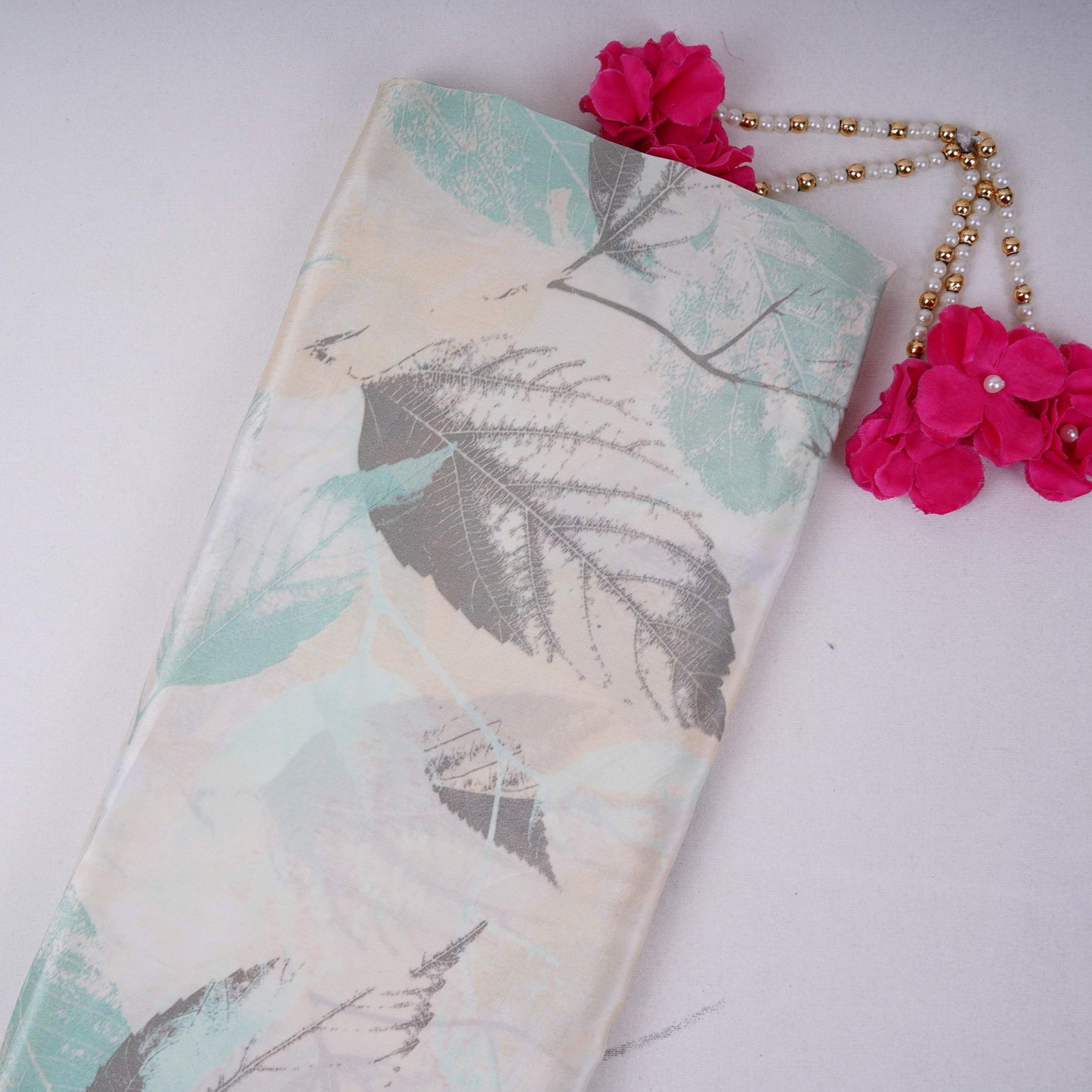 Off White with Cream floral print Crepe Fabric NVC-31821
