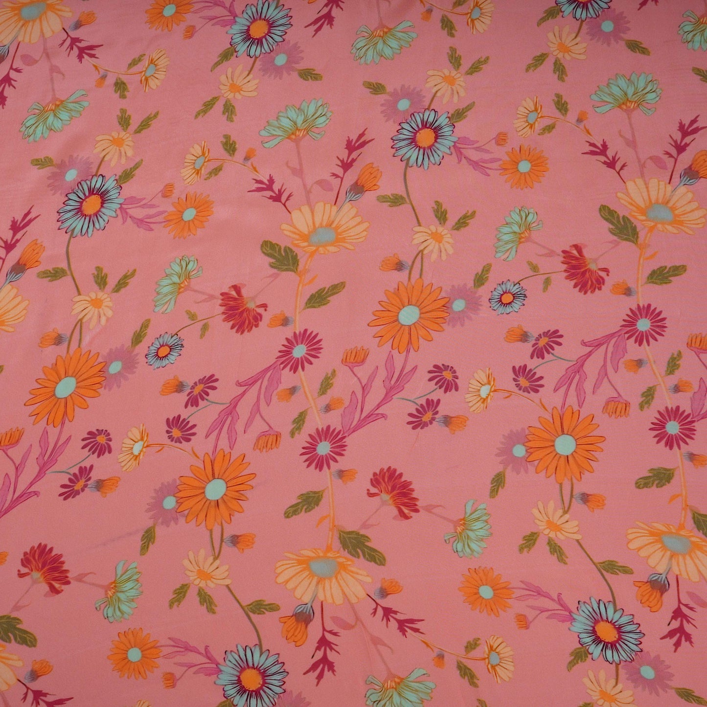Peach Pink floral print Crepe Fabric NVC-31828