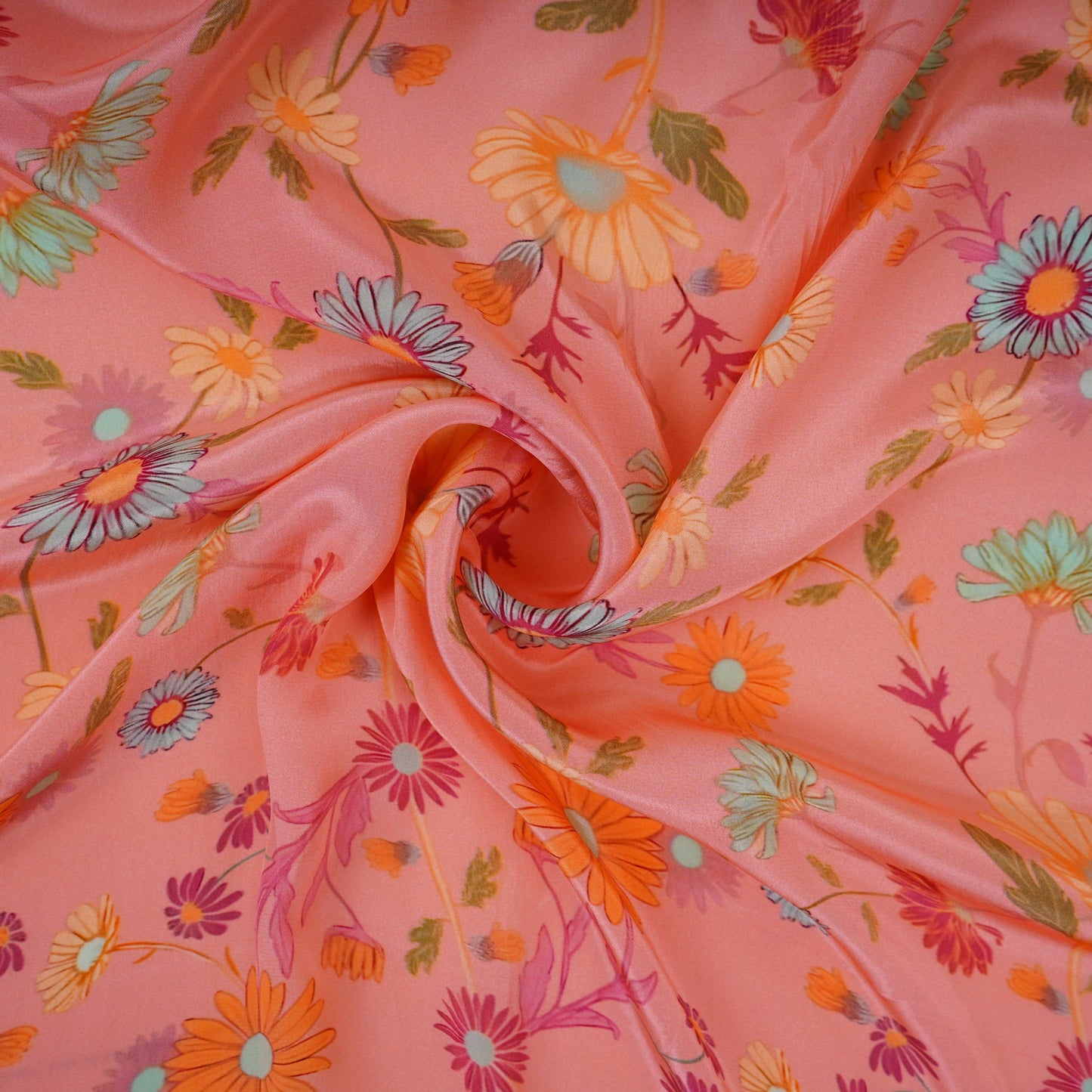 Peach Pink floral print Crepe Fabric NVC-31828