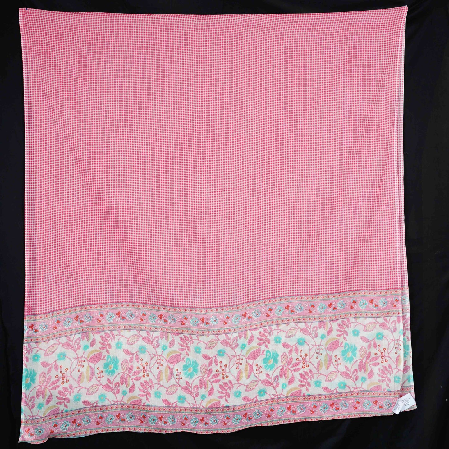 Green Floral Checks Print Cotton Dupatta MFR-29934