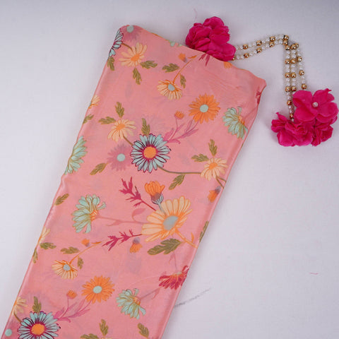 Peach Pink floral print Crepe Fabric NVC-31828