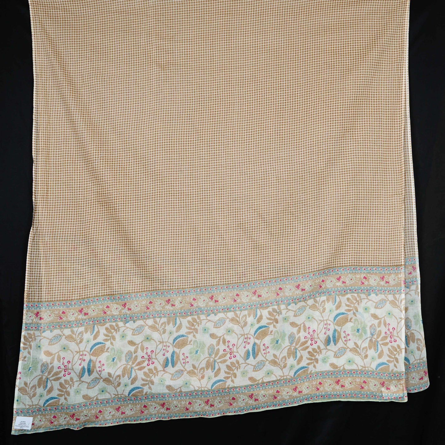 Blue Floral Checks Print Cotton Dupatta MFR-29933