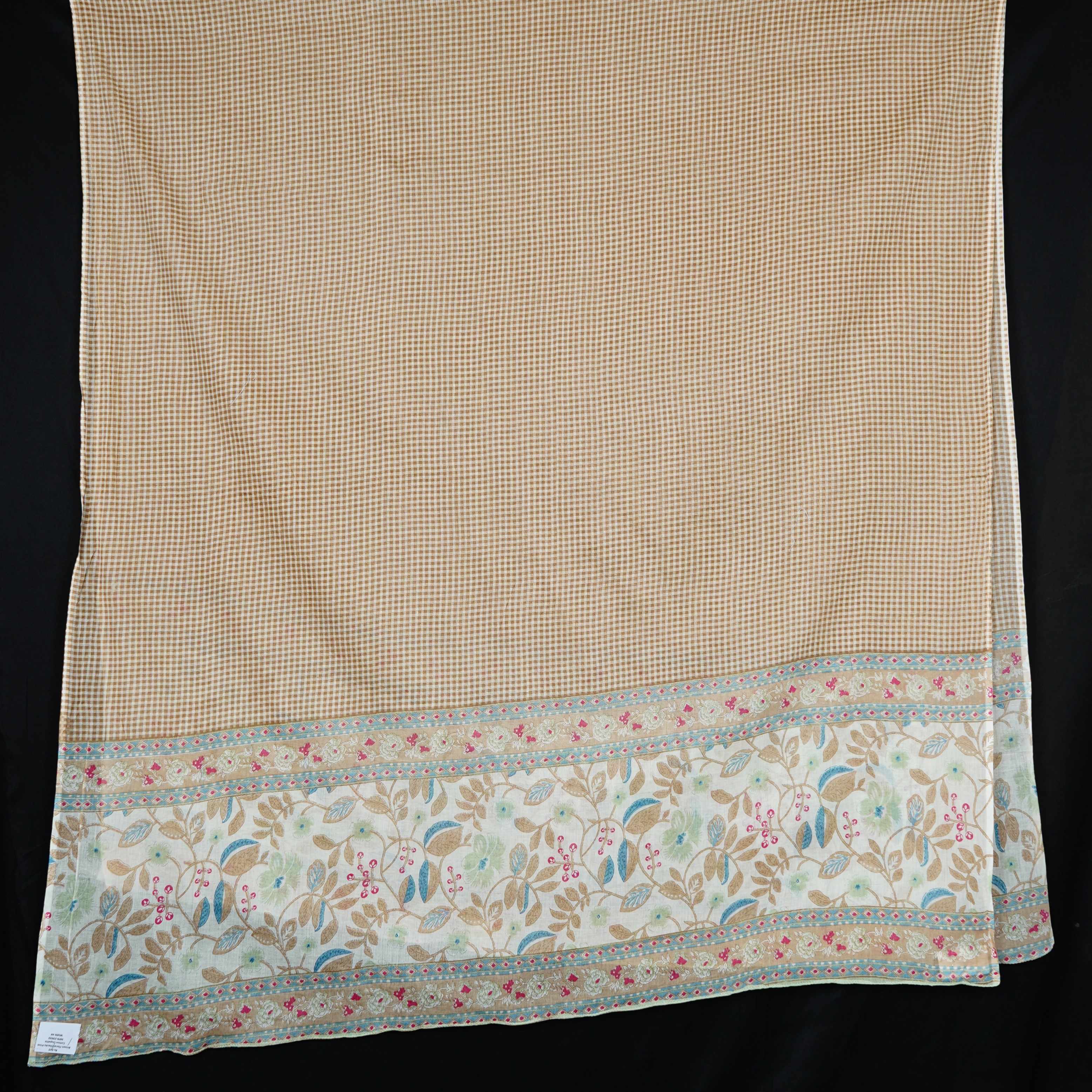 Blue Floral Checks Print Cotton Dupatta MFR-29933 - TradeUNO