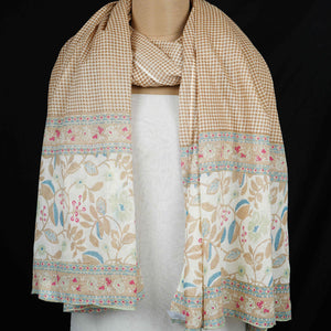 Blue Floral Checks Print Cotton Dupatta MFR-29933 - TradeUNO