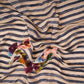 Beige with Black Stripes floral print Crepe Fabric NVC-31838