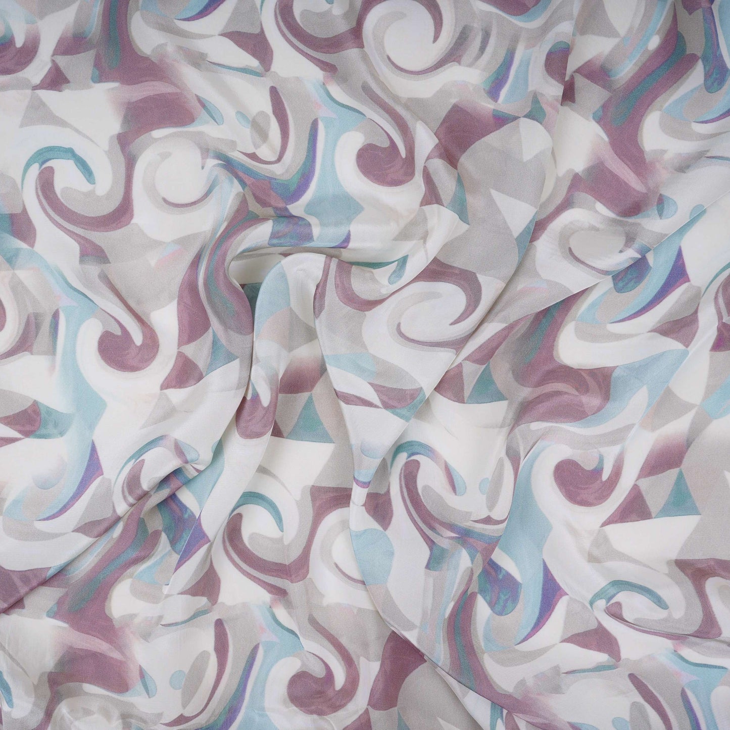 Off white with Cream Abstract print Crepe Fabric NVC-31835