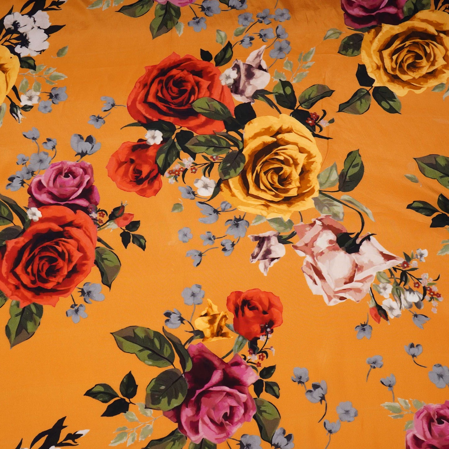 Mustard Yellow floral print Crepe Fabric NVC-31824
