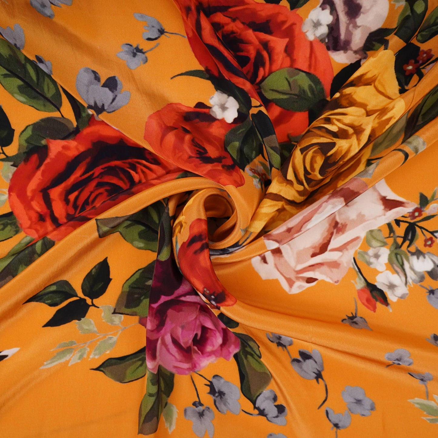 Mustard Yellow floral print Crepe Fabric NVC-31824