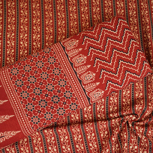 Red Ajrakh Print Cotton Fabric CH-29781 - TradeUNO