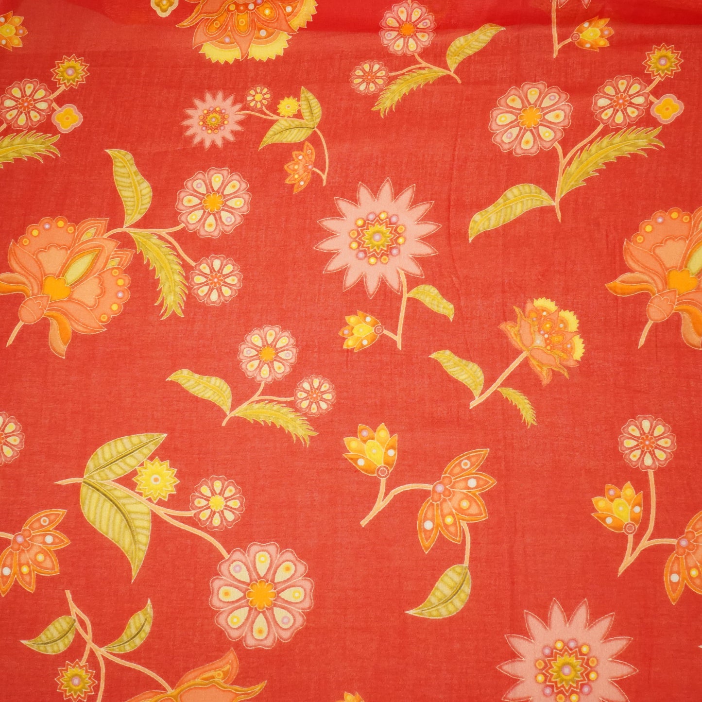 Red & Yellow Floral Print Mulmul Print 22611