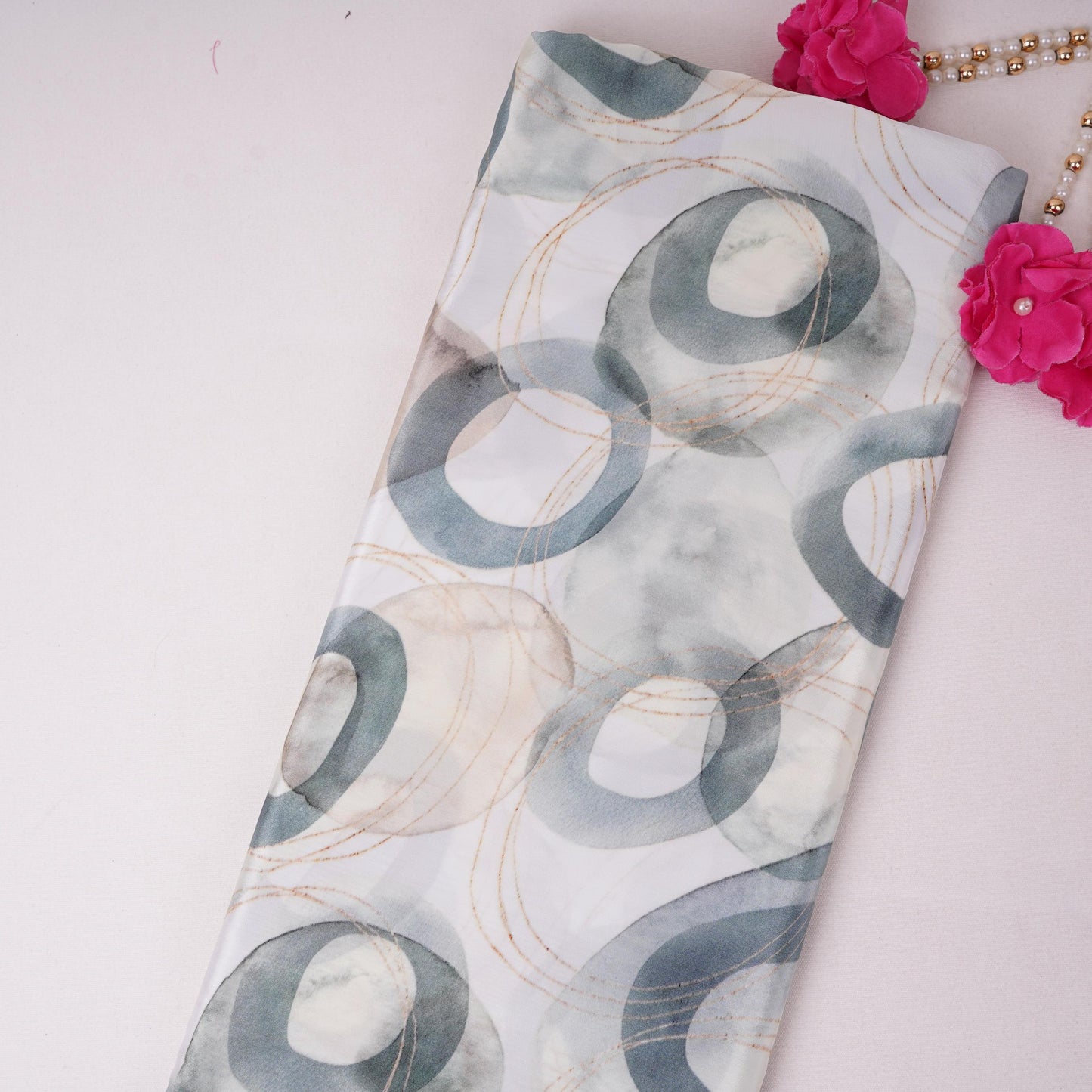 Off White Abstract print Crepe Fabric NVC-31816