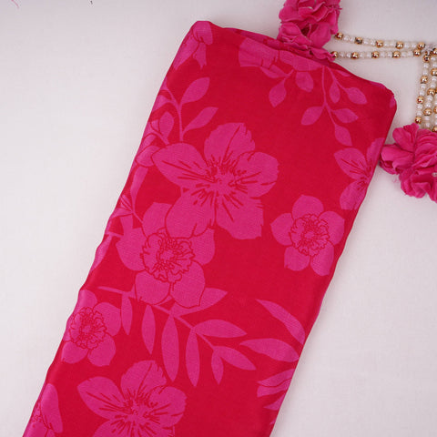 Magenta Pink floral print Crepe Fabric NVC-31819