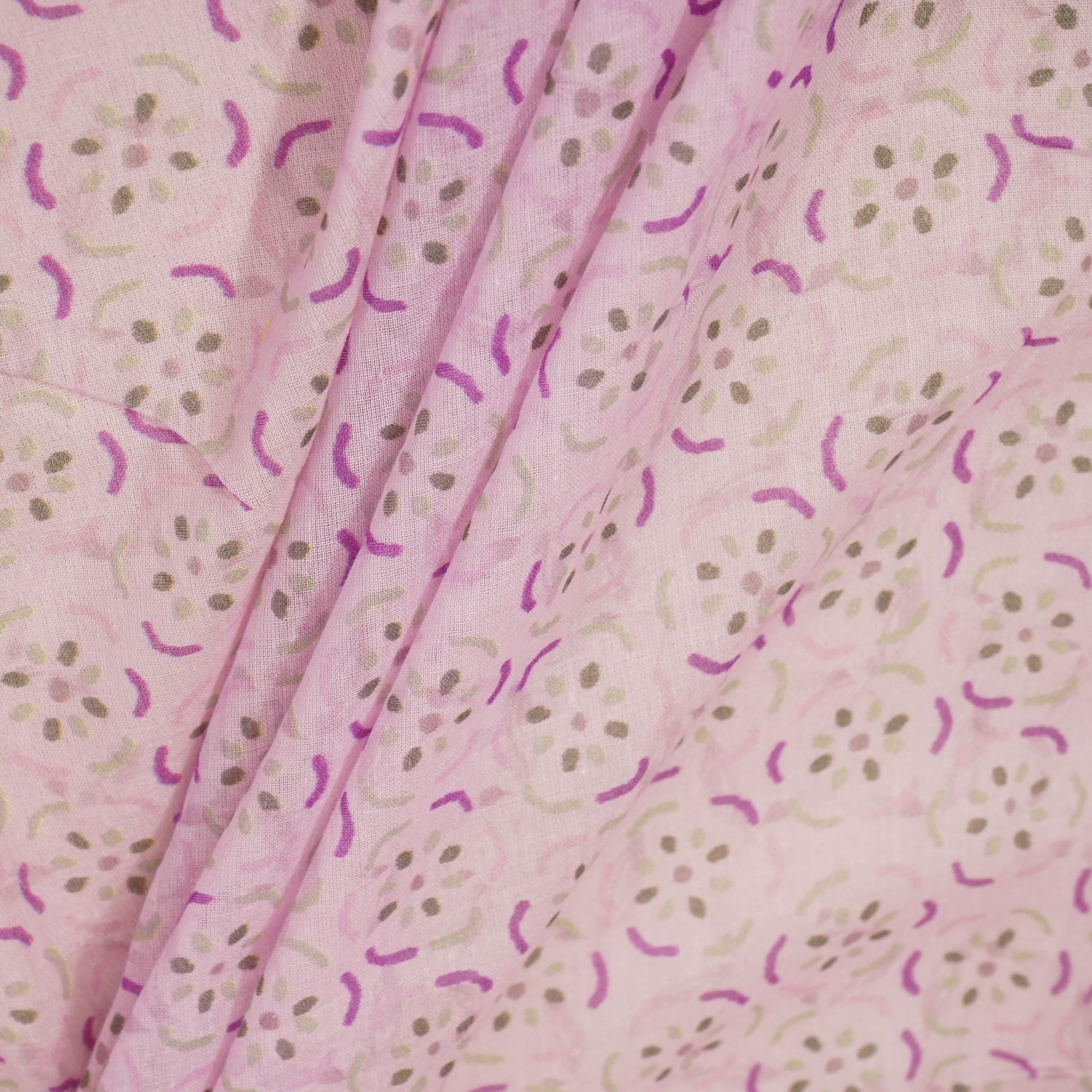 Lavender & Purple Floral Print Mulmul Fabric 22599