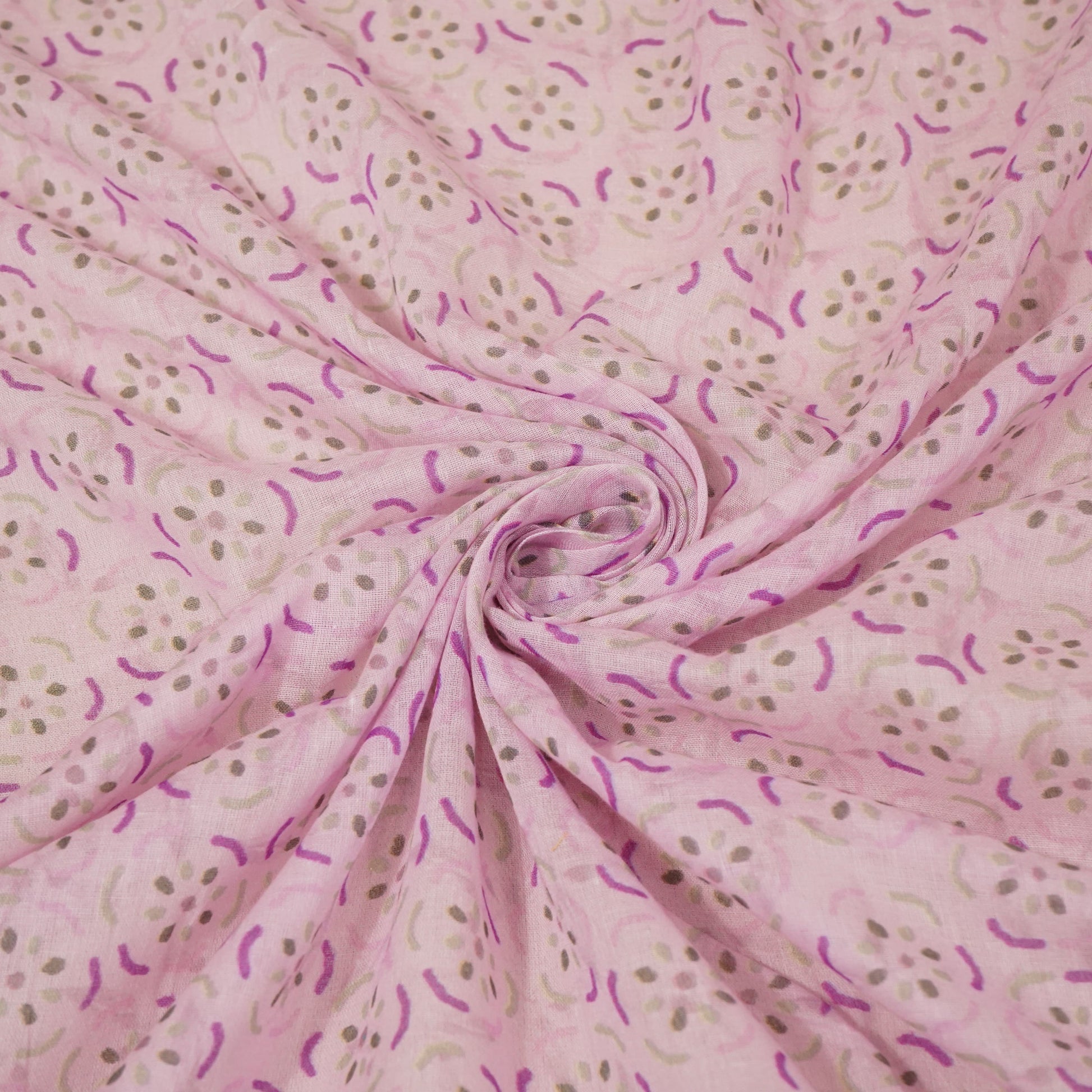 Lavender & Purple Floral Print Mulmul Fabric 22599