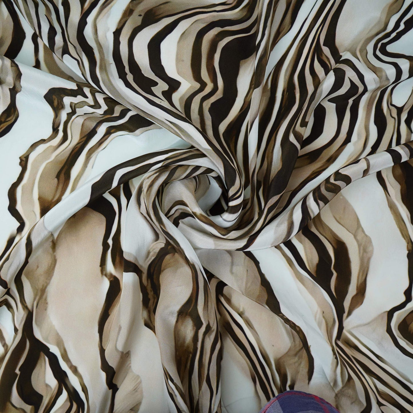 Beige with Brown Abstract print Crepe Fabric NVC-31827