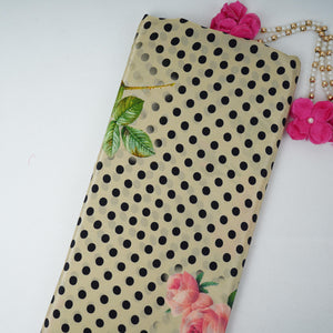 Cream Polka Dot print Crepe Fabric NVC-31830 - TradeUNO