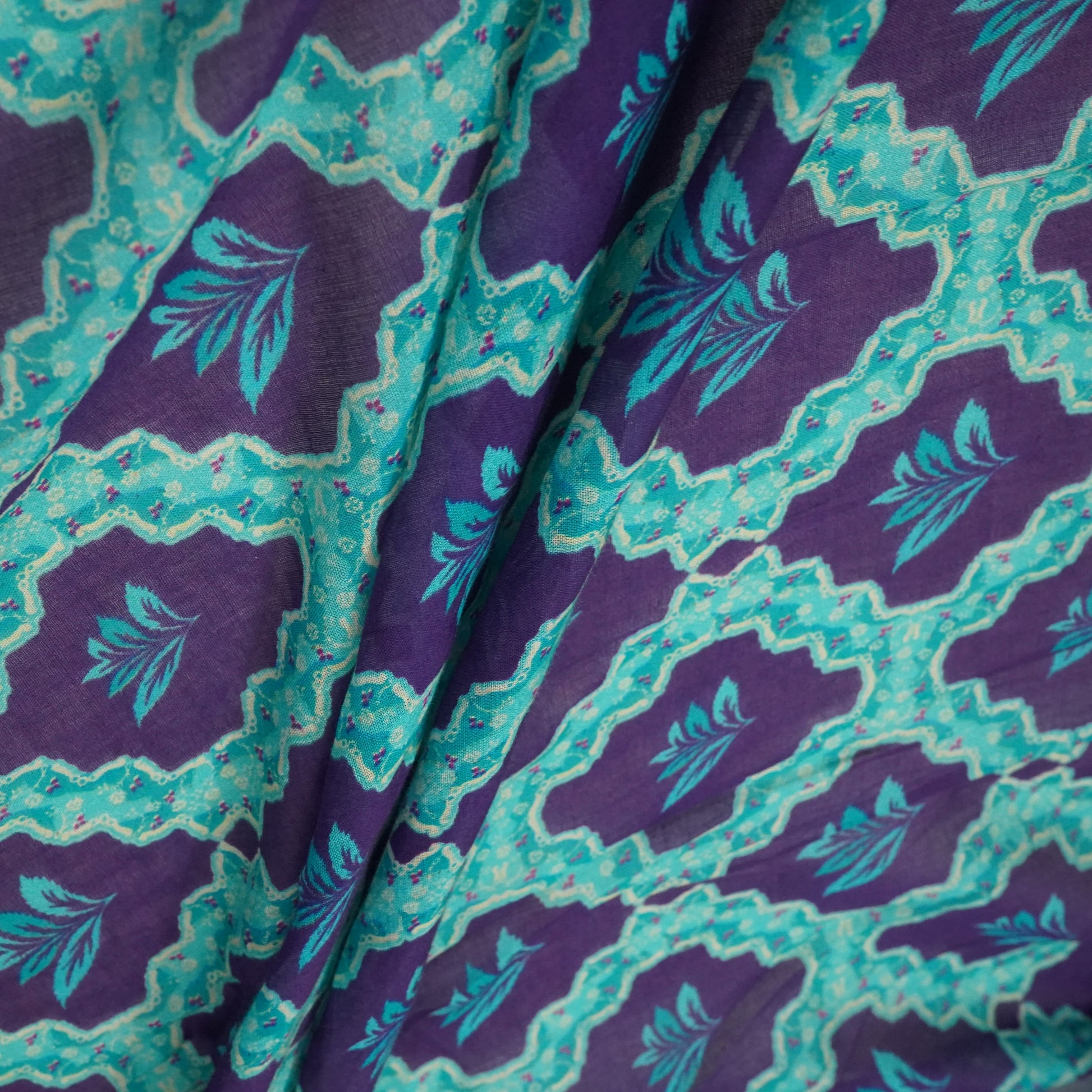 Purple Tropical Print Mulmul Print 22608