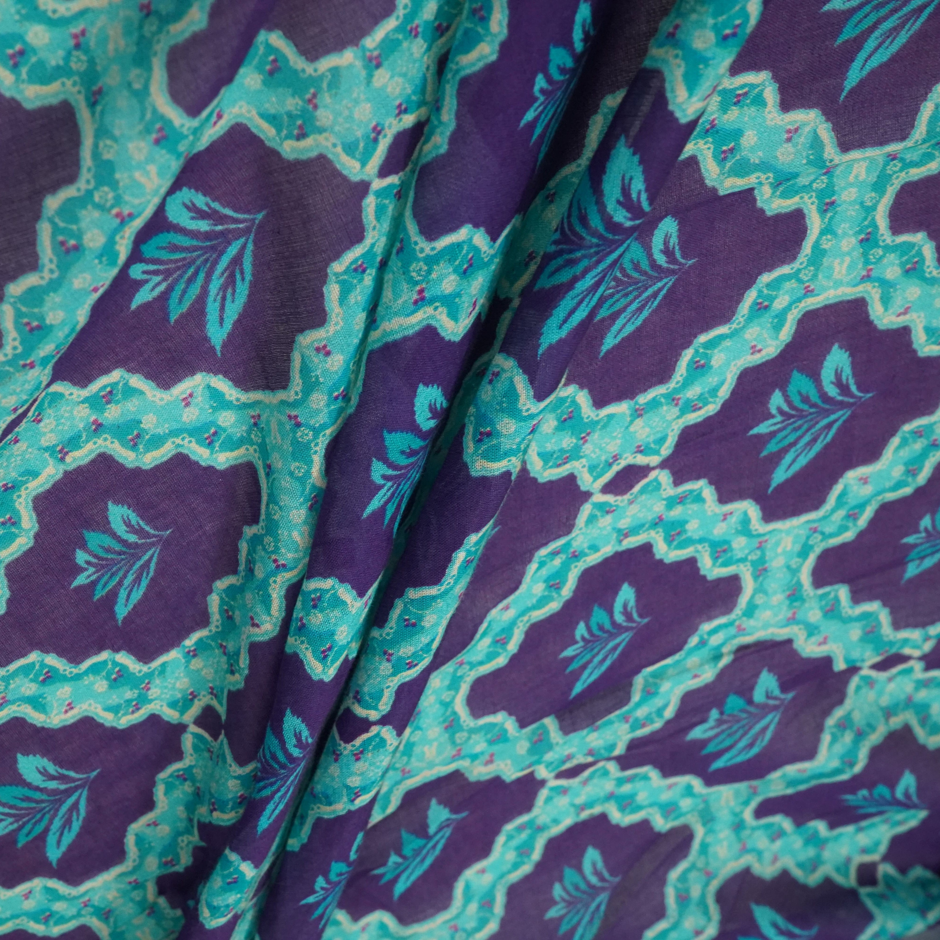Purple Tropical Print Mulmul Print 22608