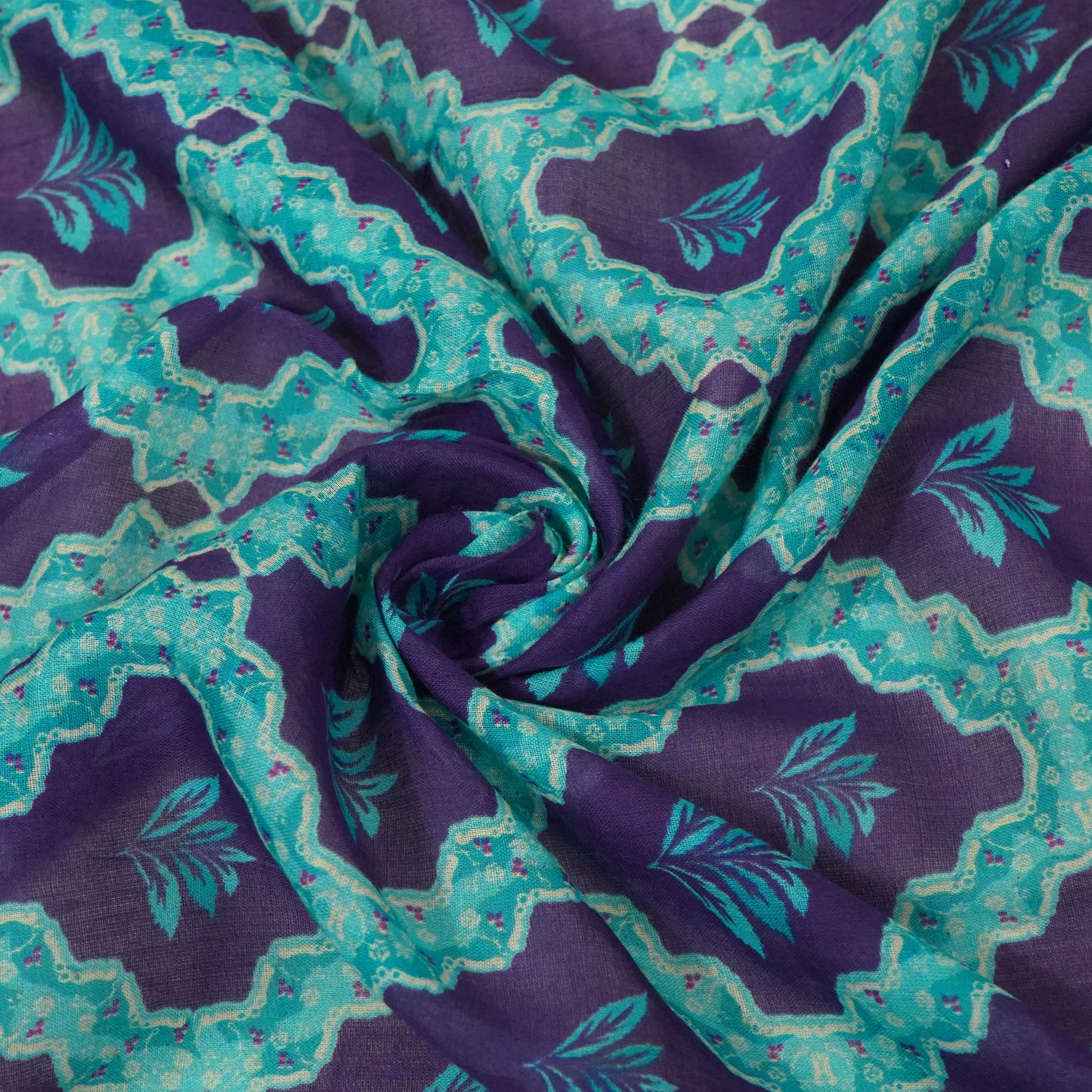 Purple Tropical Print Mulmul Print 22608