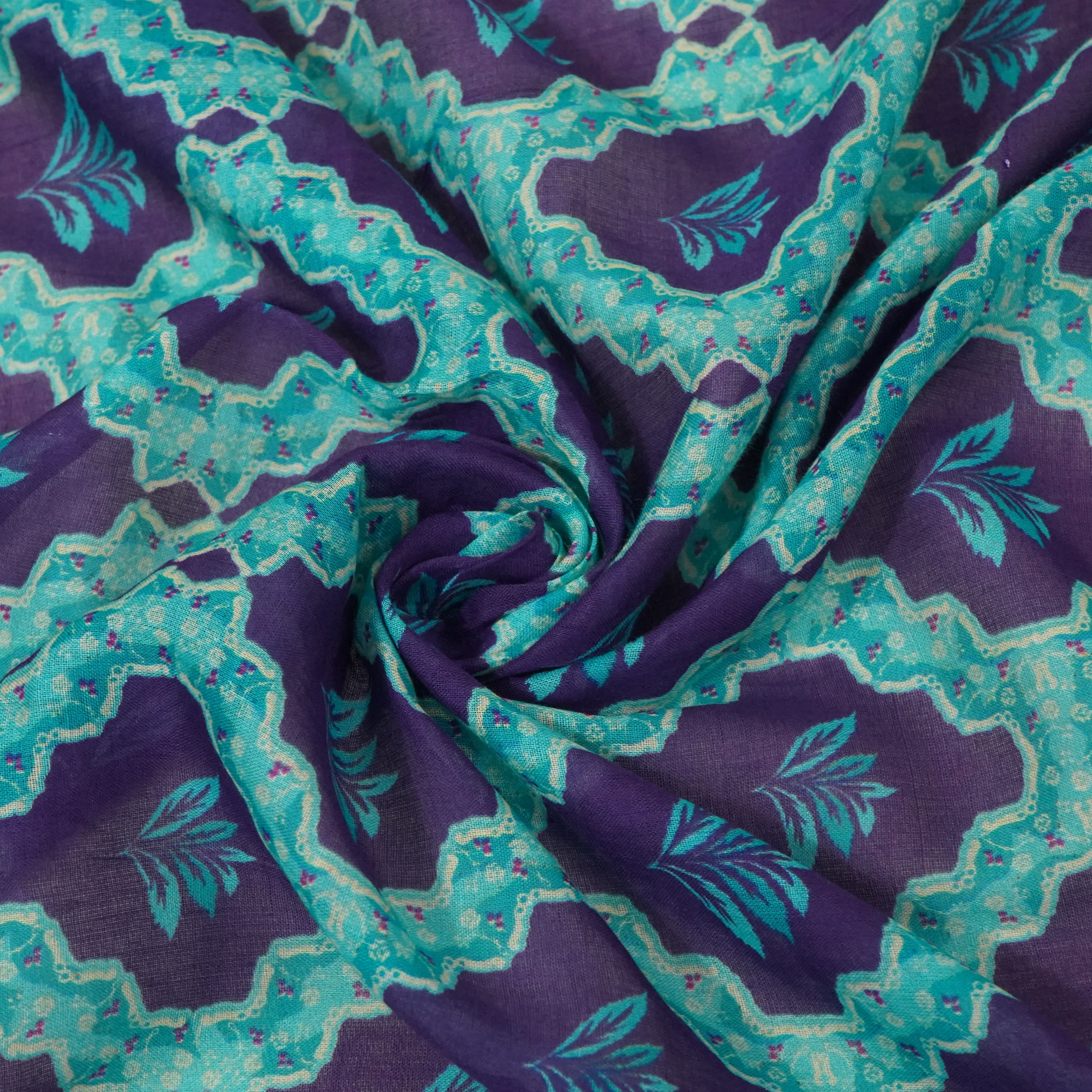 Purple Tropical Print Mulmul Print 22608