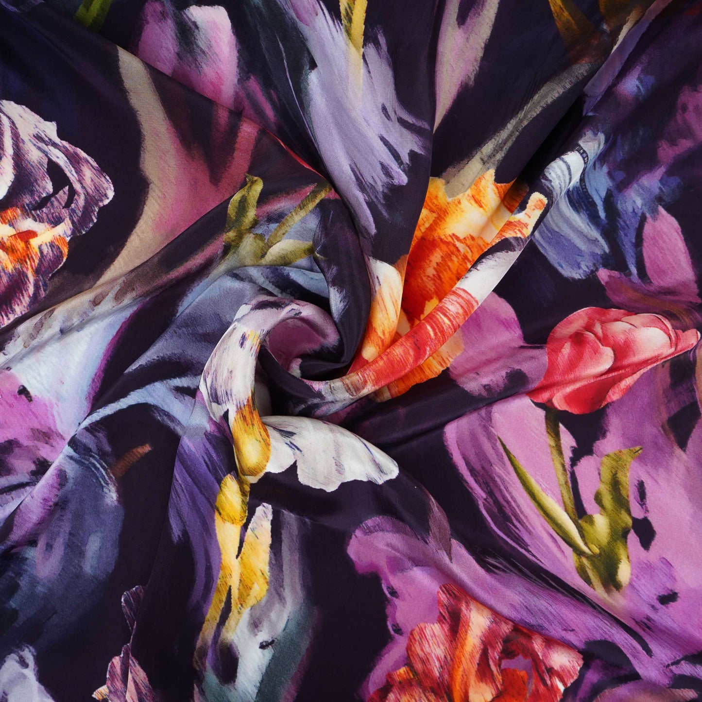Purple with Black Abstract print Crepe Fabric NVC-31826