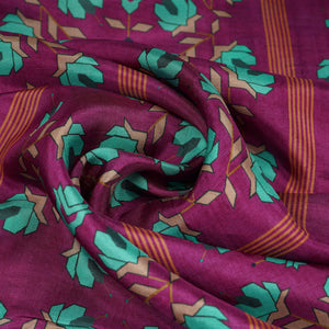 Purple Geometrical Print Upada Silk Fabric 21087
