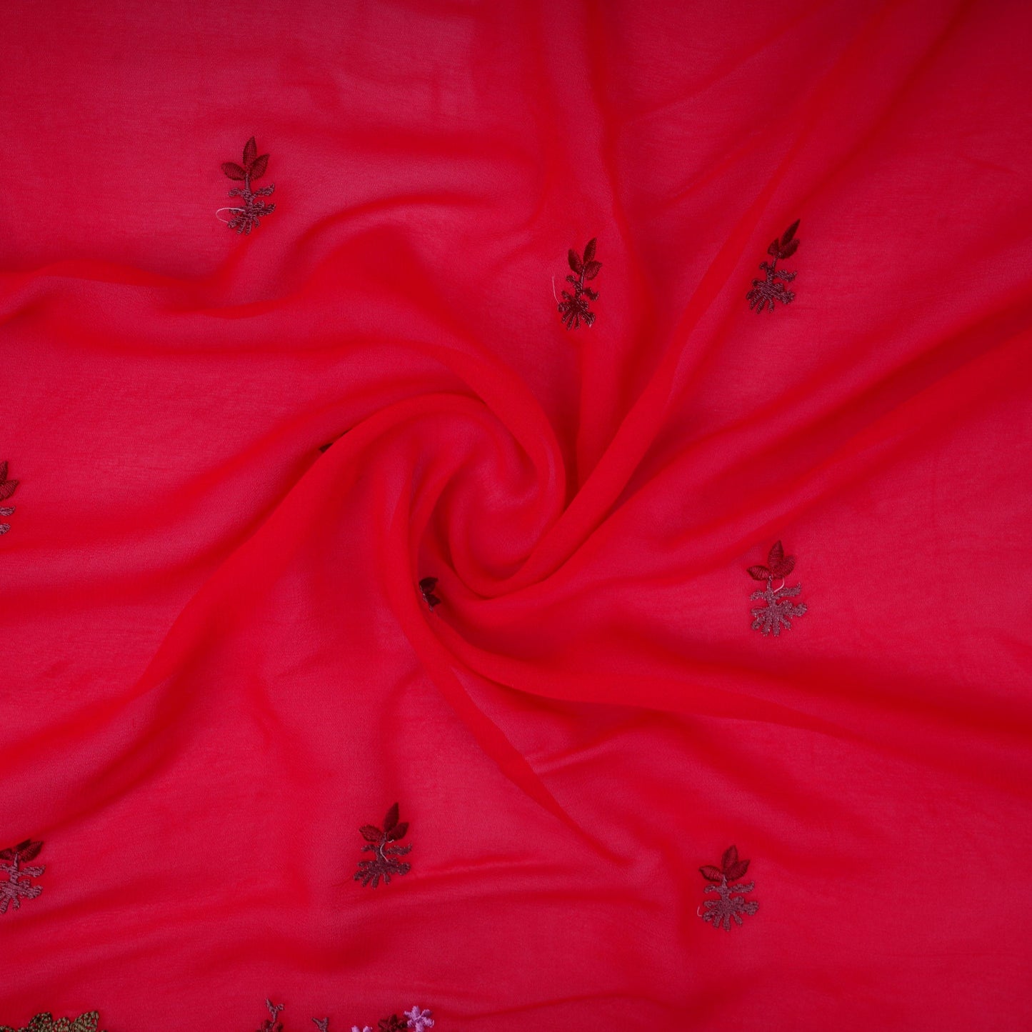 Red floral Border embroidery Georgette Fabric VFS-31865