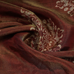 Brown Traditional Print Pure Tissue Fabric 21283
