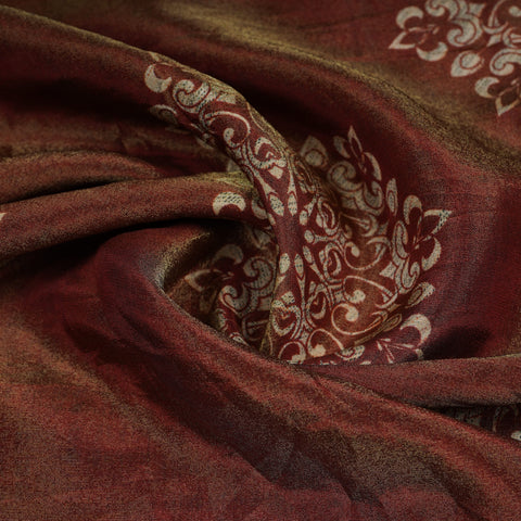 Brown Traditional Print Pure Tissue Fabric 21283