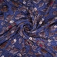 Blue Purple floral zari jacquard Pure Bemberg Crepe Fabric MTF-31806