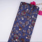 Blue Purple floral zari jacquard Pure Bemberg Crepe Fabric MTF-31806