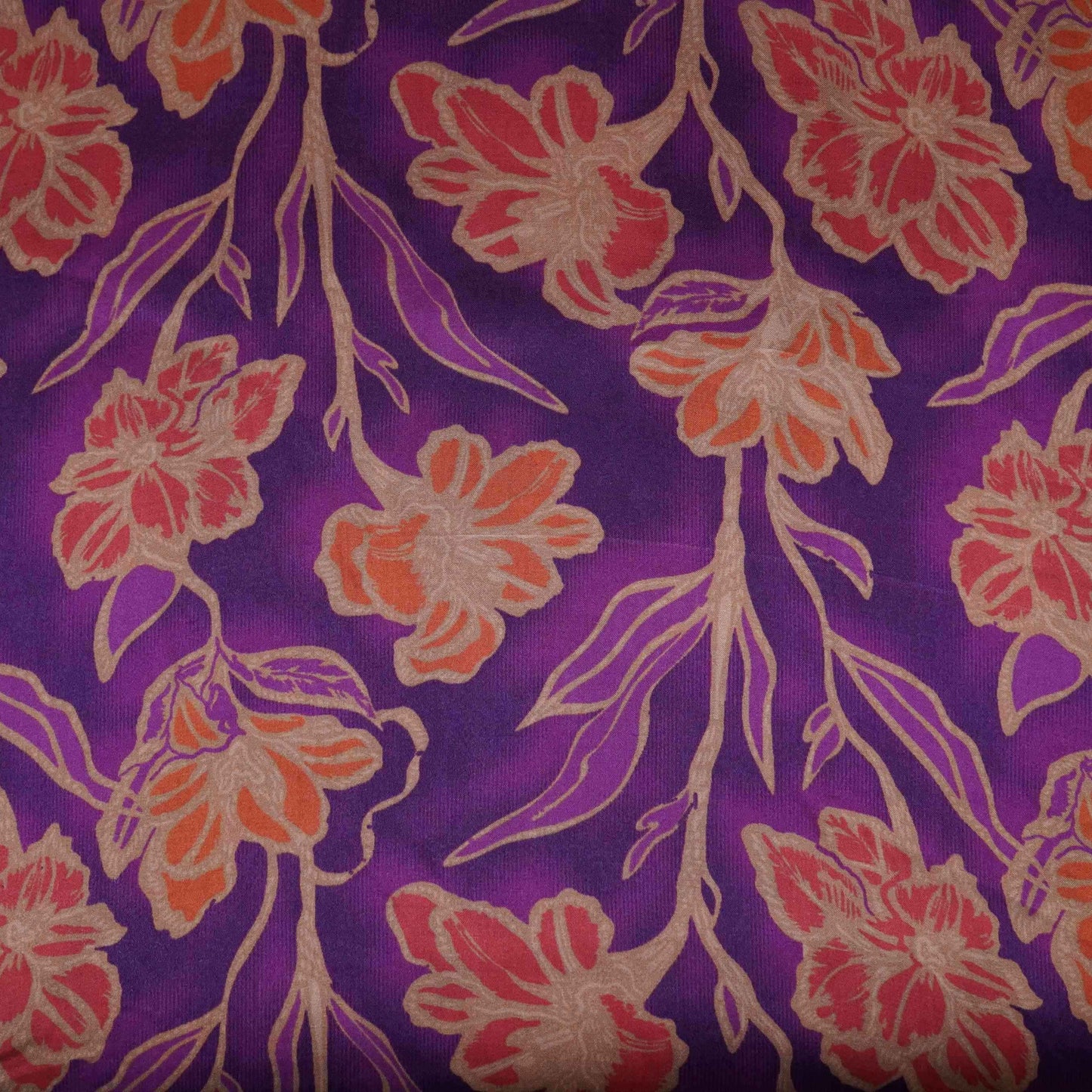 Purple floral print Bemberg Modal Silk Fabric KTP-31413