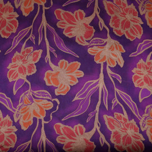 Purple floral print Bemberg Modal Silk Fabric KTP-31413 - TradeUNO