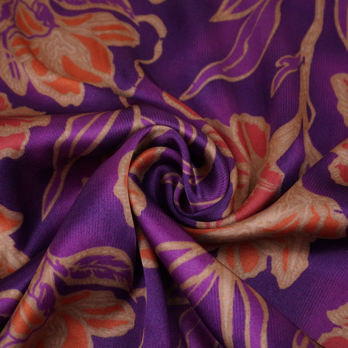 Purple floral print Bemberg Modal Silk Fabric KTP-31413
