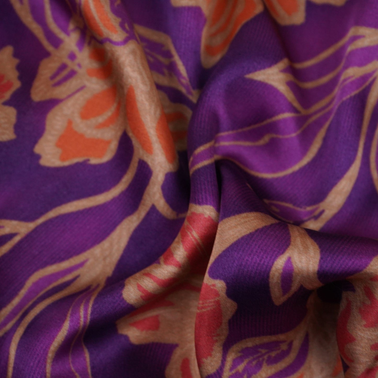 Purple floral print Bemberg Modal Silk Fabric KTP-31413