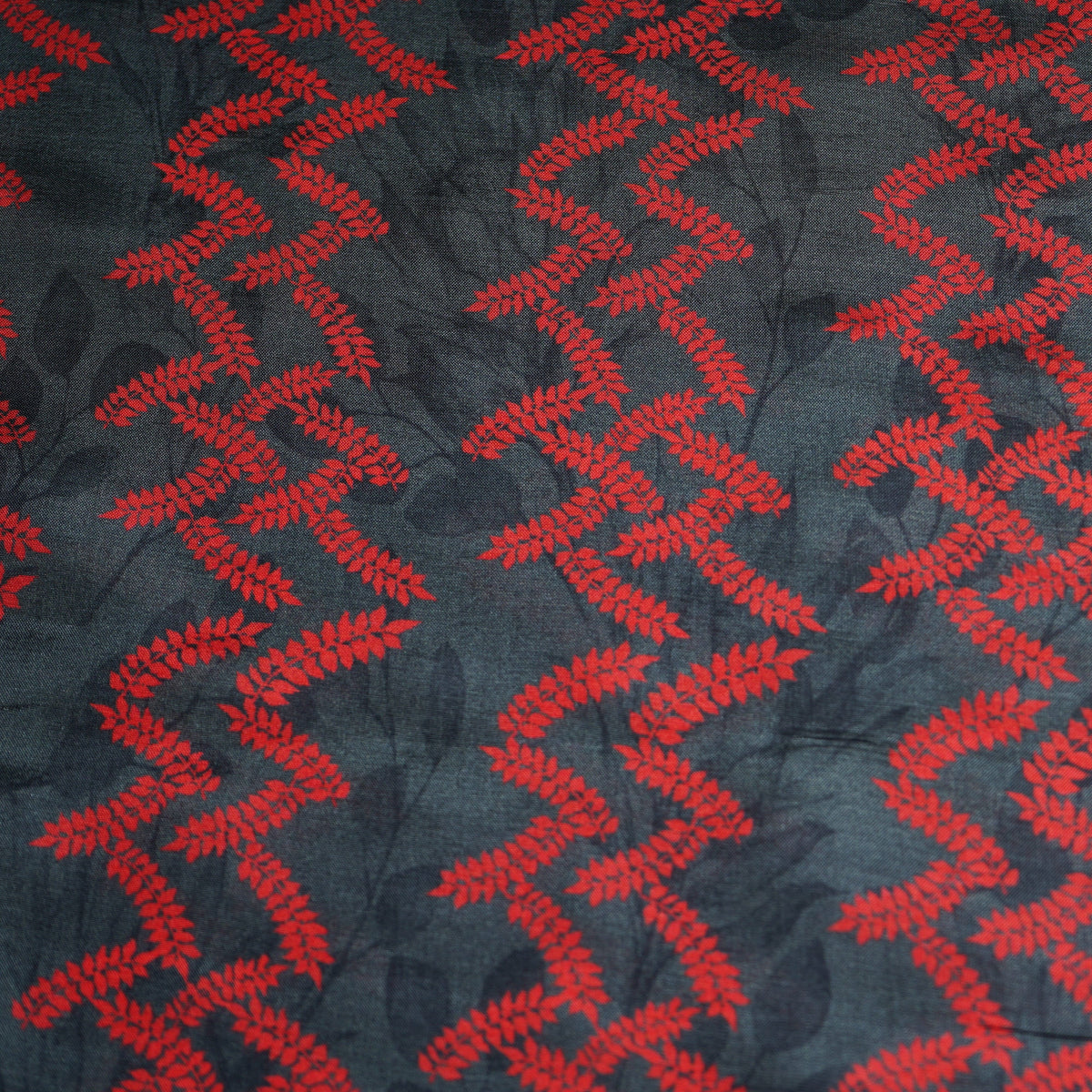 Black Floral Print Upada Silk Fabric 21092