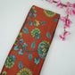 Rust Orange floral print Bemberg Modal Silk Fabric KTP-31384