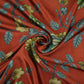 Rust Orange floral print Bemberg Modal Silk Fabric KTP-31384