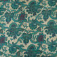 Beige with Teal Blue Paisley print Bemberg Modal Silk Fabric KTP-31387