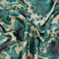 Beige with Teal Blue Paisley print Bemberg Modal Silk Fabric KTP-31387