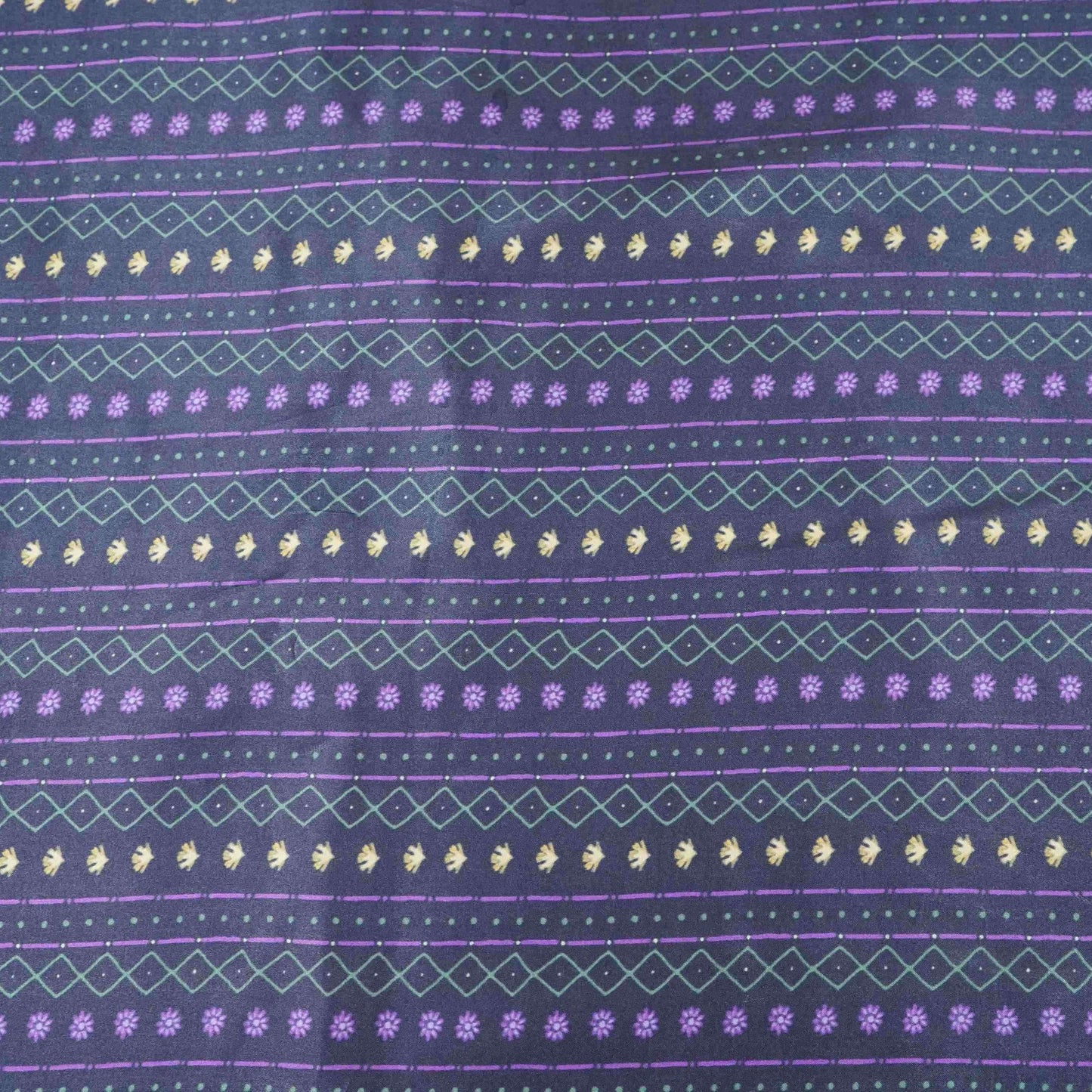 Midnight Navy Geometrical stripes Bemberg Modal Silk Fabric KTP-31398