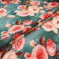 Emerald Green floral zari jacquard Pure Bemberg Crepe Fabric MTF-31804