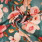 Emerald Green floral zari jacquard Pure Bemberg Crepe Fabric MTF-31804