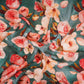Emerald Green floral zari jacquard Pure Bemberg Crepe Fabric MTF-31804