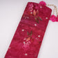 Magenta floral zari jacquard Pure Bemberg Crepe Fabric MTF-31813