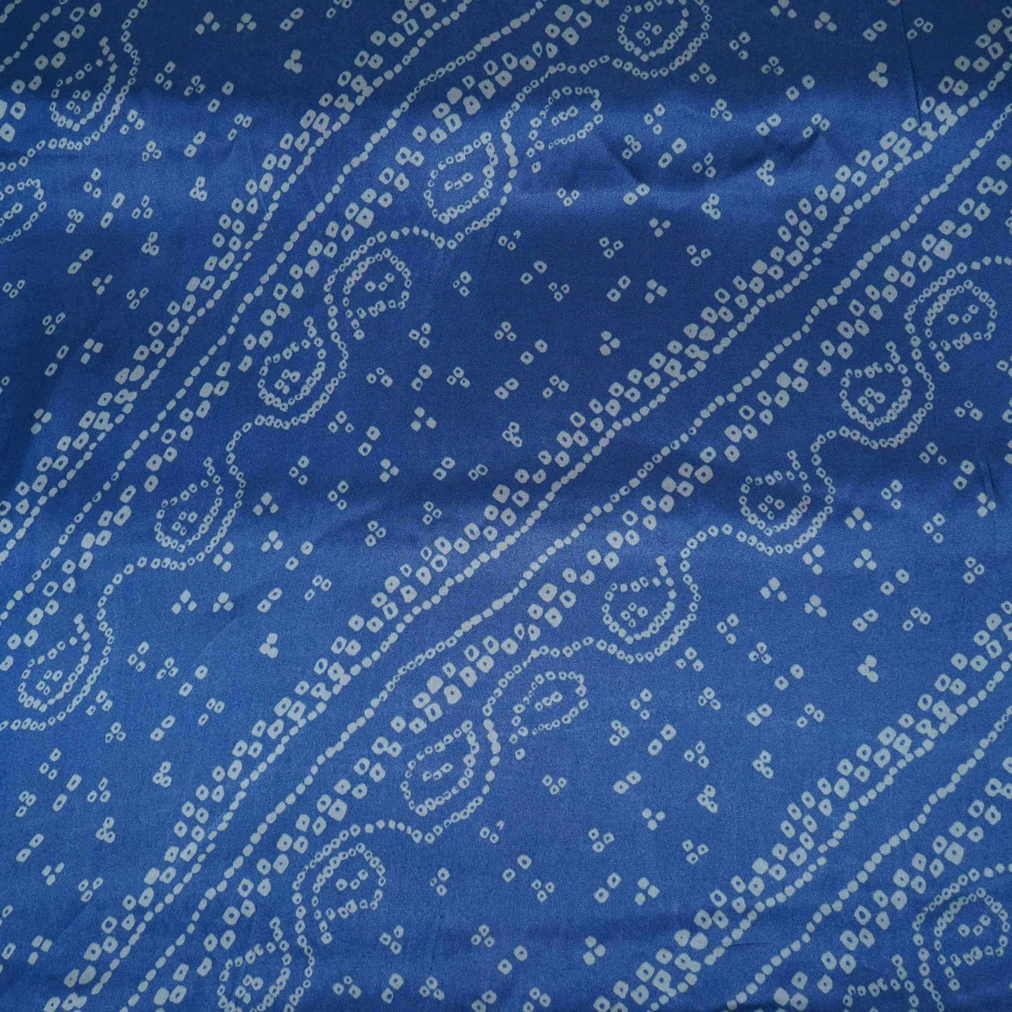 Denim Blue floral Bandhani Bemberg Modal Silk Fabric KTP-31429