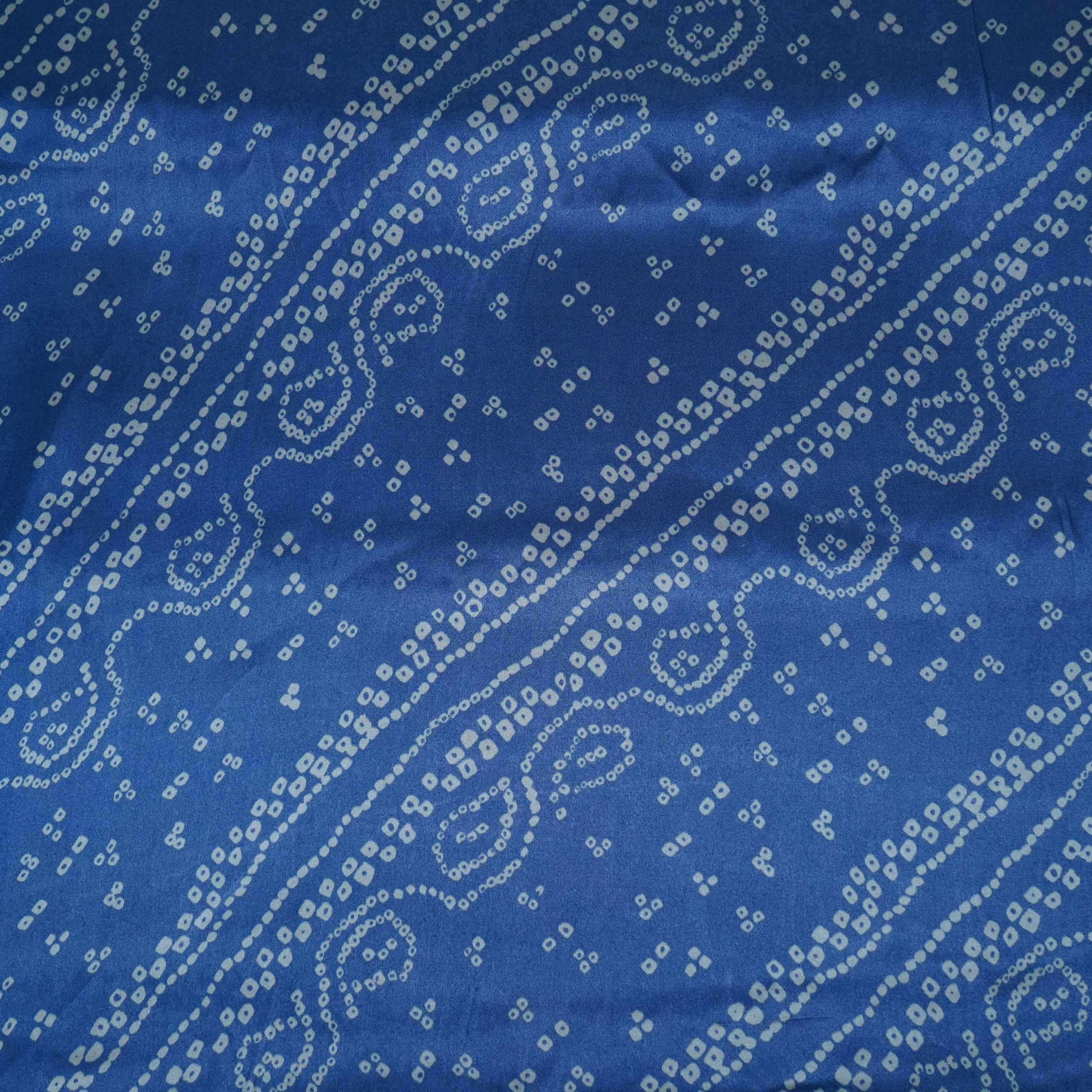 Denim Blue floral Bandhani Bemberg Modal Silk Fabric KTP-31429 - TradeUNO